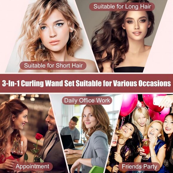 3 in 1 Curling Wand Set - Hair Waver Curling Iron for Women with 3 Interchangabl - Picture 7 of 7